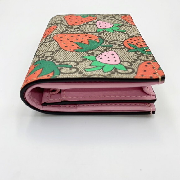 Gucci Strawberry Bifold Wallet GG Supreme Mini h - Picture 3 of 10